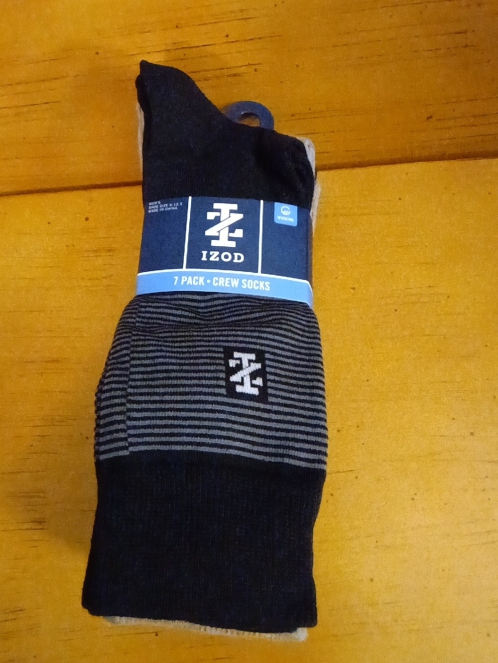 Izod Black & Gray Striped Crew Socks - 7 Pack